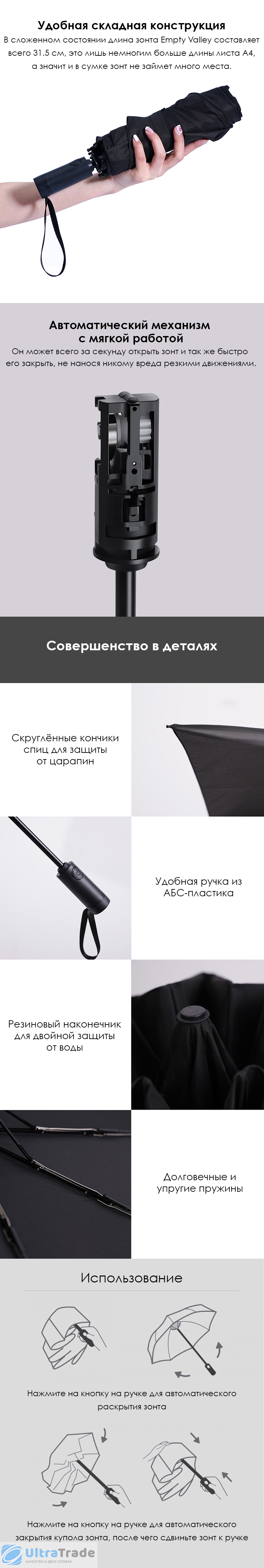 Зонт Xiaomi KongGu Empty Valley Automatic Umbrella 23 inch Black (WD1)