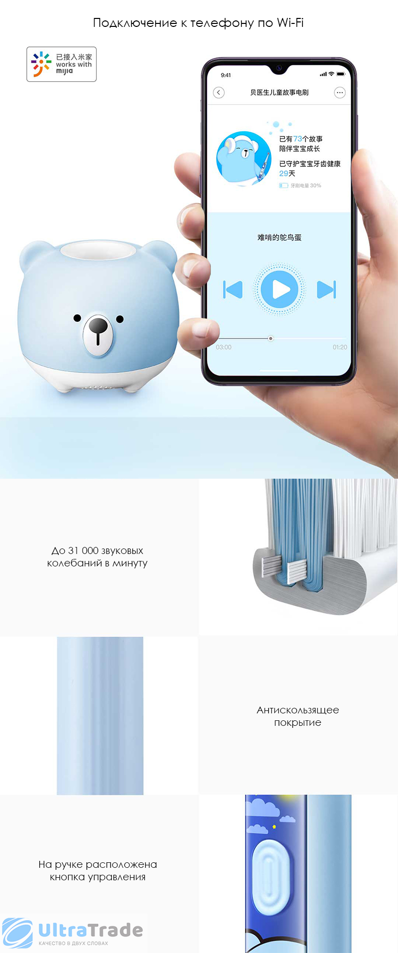 Электрическая детская зубная щетка Xiaomi DR.BEI Kids Sonic Electric Toothbrush K5