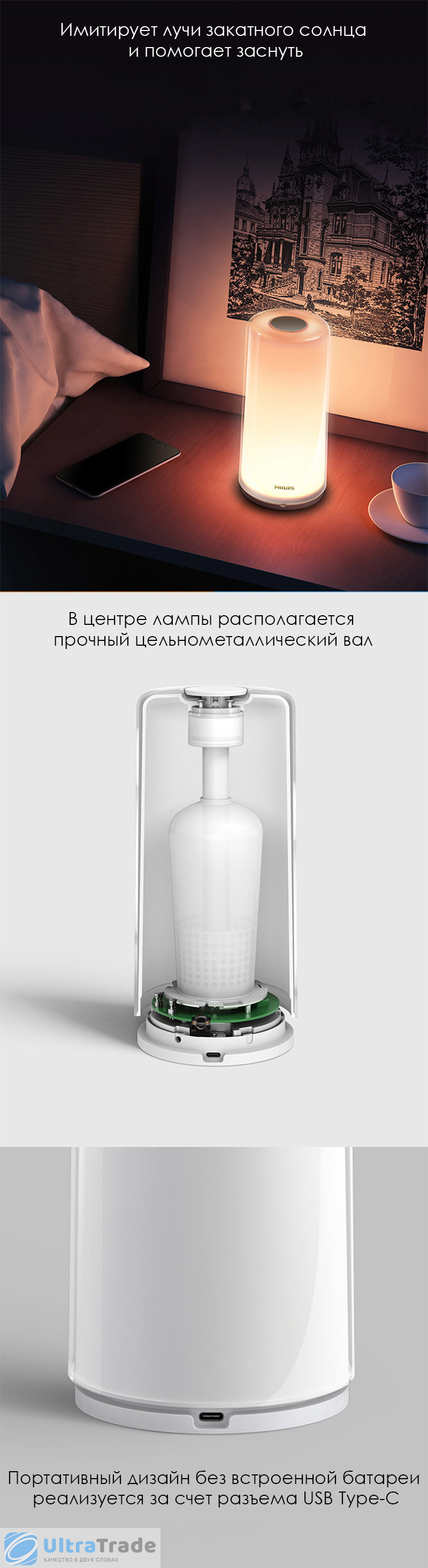 Ночник Xiaomi Philips Zhirui Bedside Lamp White (9290019202)