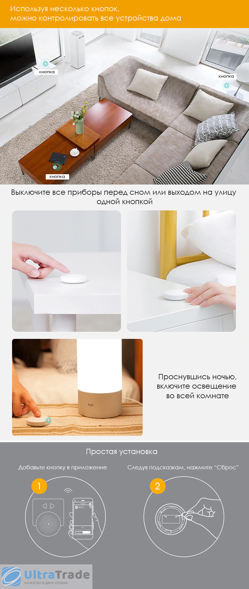 Умная беспроводная кнопка Xiaomi Mi Smart Home Wireless Switch Key  (WXKG01LM) | AliExpress