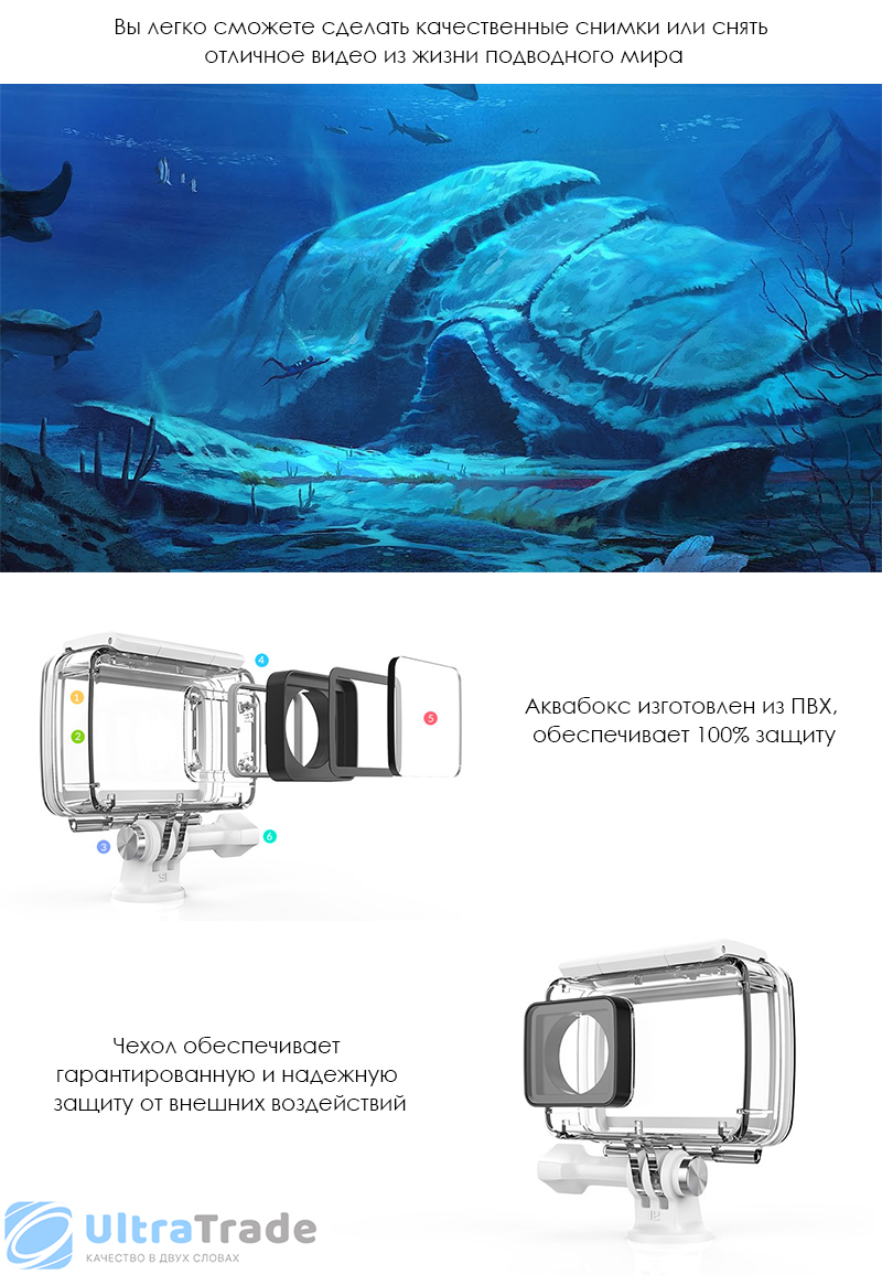 Экшн-камера с аквабоксом Xiaomi YI 4K Action Camera Waterproof Case Kit Black