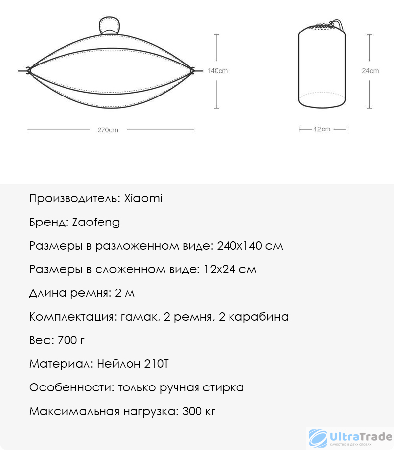 Гамак Xiaomi Zaofeng Parachute Cloth Hammock Blue купить по цене 1 700 ...