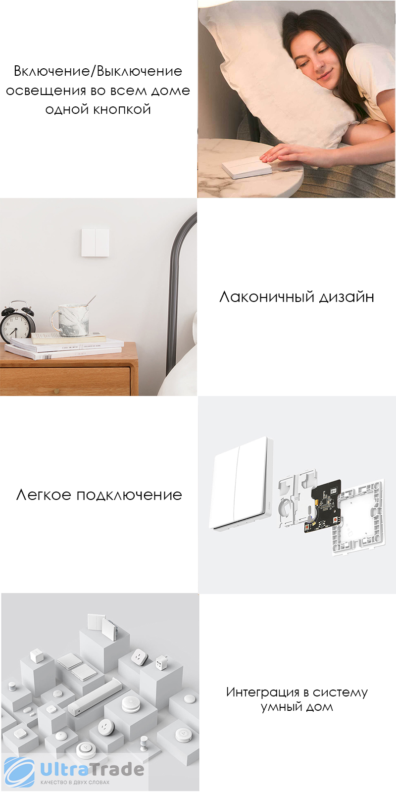 Беспроводной выключатель двухклавишный Xiaomi Aqara Smart Light Control White (WXKG02LM)