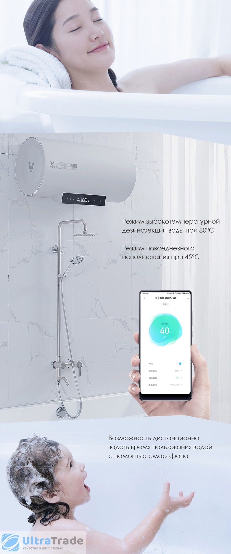 Умный электрический водонагреватель Xiaomi Viomi Internet Electric ...