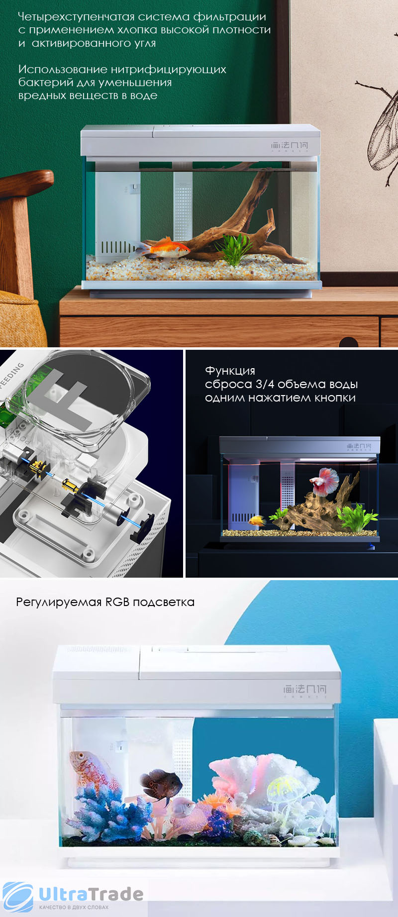 Умный Аквариум Xiaomi AI Smart Modular Fish Tank (HF-JHYG006)