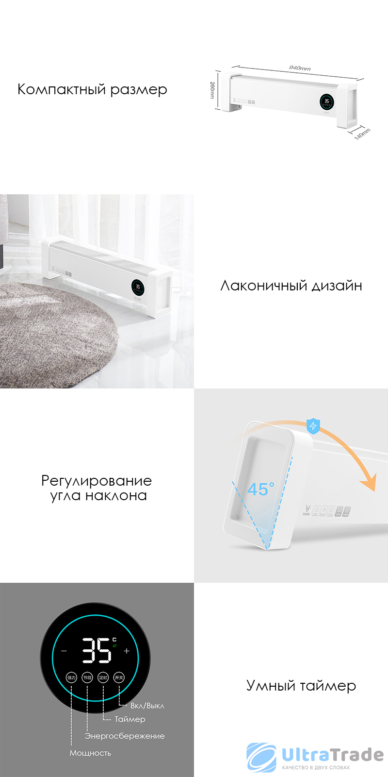 Умный электрический обогреватель Xiaomi Viomi Electric Home Heater (VXTJ02) White