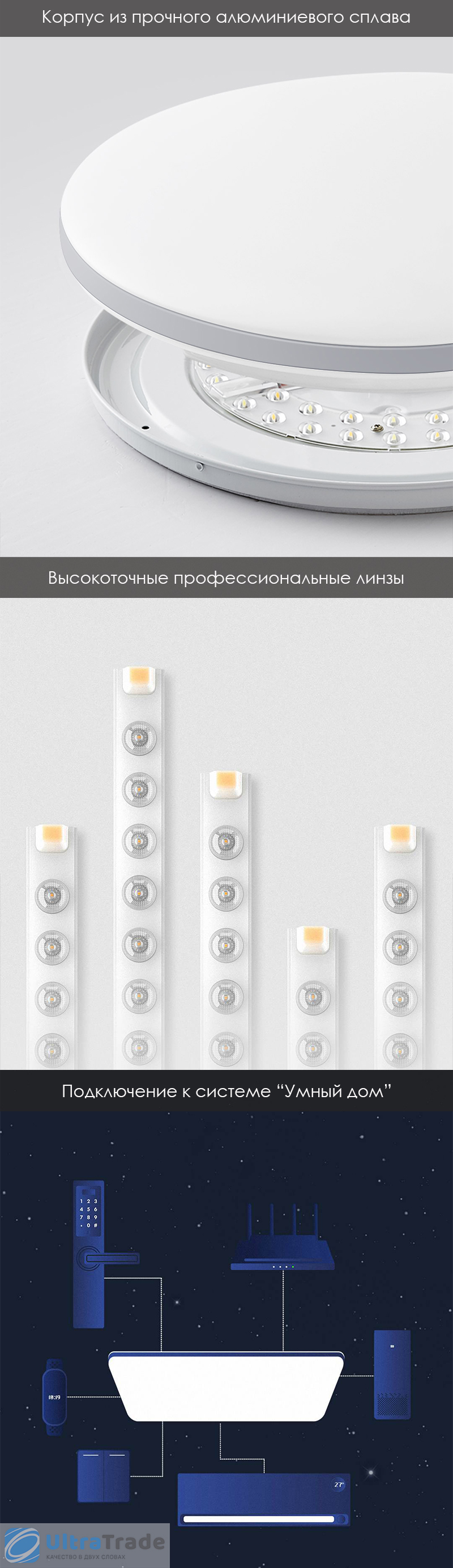 Умный потолочный светильник Xiaomi HuiZuo Bon Temps Series Intelligent Ceiling Lamp Round 36W Elephant Tooth White