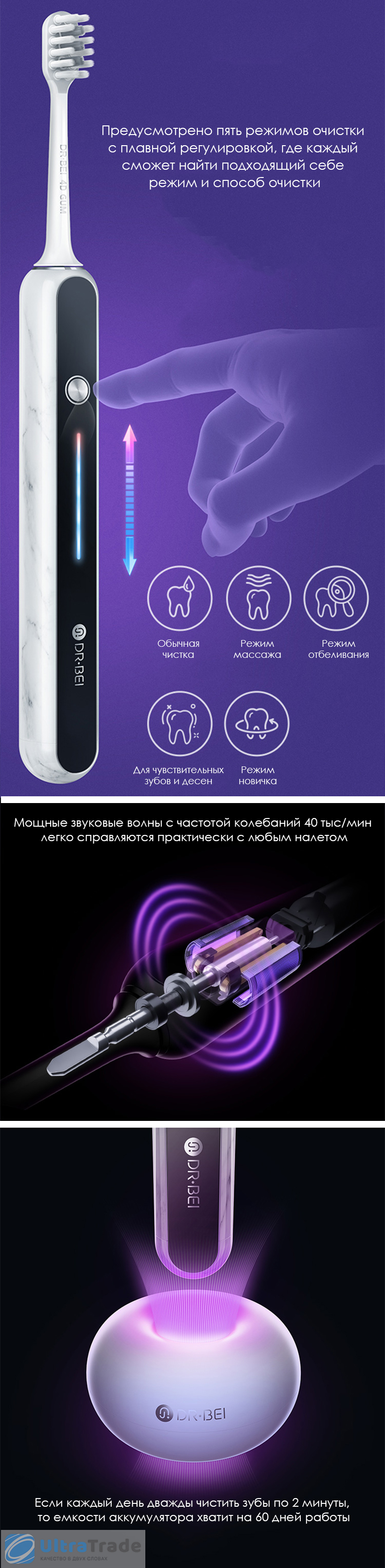 Электрическая зубная щетка Xiaomi DR.BEI Sonic Electric Toothbrush S7