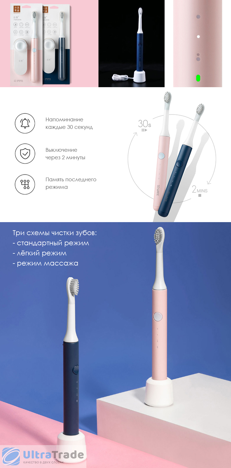 Электрическая зубная щетка Xiaomi Soocas So White Sonic Electric Toothbrush Pink (EX3)