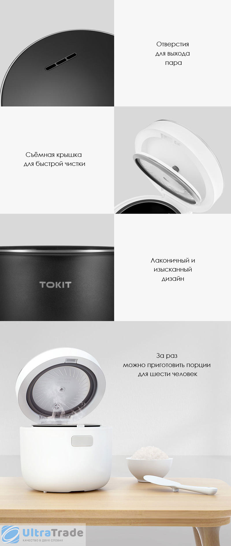 Умная мультиваркарисоварка Xiaomi TOKIT Mini Smart Rice Cooker 1.6L