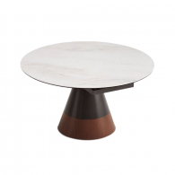 Круглый обеденный раздвижной стол со столешницей из керамогранита Xiaomi Linsy Telescopic Dining Table 1.35х1.35 m/0.9х0.76 m Grey/Walnut (RD4R-A)