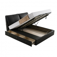 Двуспальная кровать с ящиками для хранения Xiaomi Linsy Leather Bed With Pneumatic Lift And Storage Drawers 1.8 m Black (PC109-B) (без матраса)