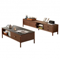 Комплект журнальный столик и тумба под телевизор 200 см Xiaomi Linsy Set Of Coffee Table And TV Stand Walnut Color (UM1L-A + UM1M-A)