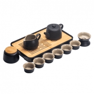 Керамический чайный сервиз Xiaomi Zesee Kungfu Ceramic Tea Set Shanggong Black 12 приборов (чайник с боковой ручкой)