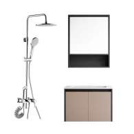 Комплект мебели и душевой стойки для ванной комнаты Xiaomi Diiib Bathroom Set Magnolia Slate Bathroom 600mm Yayue Four-function Silver Style (DXG78001-1031+DXB21001-1001) (с керамической раковиной, без смесителя)