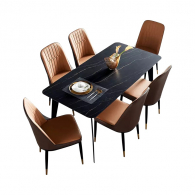 Комплект обеденной мебели Стол 1.6 м и 6 стульев Xiaomi Lin's Wood Light Luxury Table and Four Chairs Black (JI2R-A+LS073S4-A)