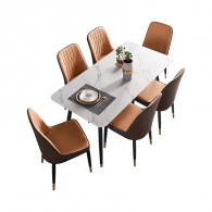 Комплект обеденной мебели Стол 1.6 м и 6 стульев Xiaomi Linsy Light Luxury Table and Chairs White&Black (JI1R-A+LS073S4-A)