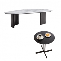 Комплект приставной столик и журнальный столик 140 см Xiaomi Linsy Luxury High-Quality Glass Table Starry Sky Black And Luxury High-End Super Spar Coffee Table White (RS6L-A+RS1L-A)