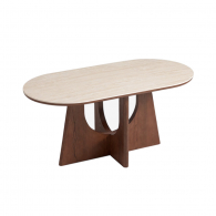 Обеденный стол со столешницей из керамогранита Xiaomi Linsy Dining Table Made Of Travertine Stone Slab 1.6 m Walnut (YF1R-B)