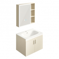 Комплект мебели для ванной комнаты с умным зеркалом Xiaomi HiGold Smart Sensor Mirror Cabinet Set Wood Cream 700 mm (умное зеркало + встроенная раковина + настенный шкаф)