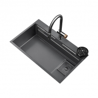 Многофункциональная кухонная мойка со смесителем Xiaomi HIGOLD HT Series Single Bowl Waterfall Sink 750х480mm (956137 + 824031 + накладная мойка + доп вставка + мойка чашек + доска)