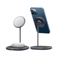 Беспроводное зарядное устройство Baseus Wireless Charger Swan 2in1 Magnetic Bracket For iPhone 12 Upgrade Version 20W Black (BS-W523)