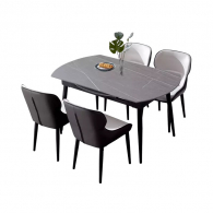 Комплект обеденной мебели Круглый раздвижной стол и 4 стула Xiaomi 8H Jun Telescopic Rock Board Dining Table and Four Chairs Grey/Beige