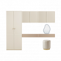 Комплект Туалетный столик х2 зеркало пуф навесной шкаф х2 шкаф  Xiaomi Linsy Light Luxury Cream Style Makeup Table Mirror (TO1C-A + 01-A + JF2H-A + TO8G-A + TO1V-A)