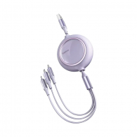 Телескопический USB-кабель для зарядки 3 в 1 Baseus Retractable Data Cable 3.5 A Fast Charge 1.2 m Violet