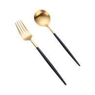 Набор столовых приборов вилка и ложка Xiaomi Huaqingge Western Food Fork and Spoon Black/Gold