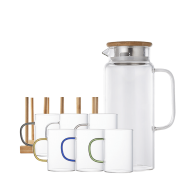 Набор Термостойкий стеклянный чайник и кружки Xiaomi Pinztea Heat-resistant Glass Kettle + Six Color Glass Set