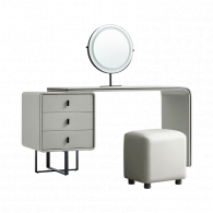 Комплект Туалетный столик зеркало и пуф Xiaomi Linsy Light Luxury Cream Style Makeup Table Mirror 1.3 m Grey (TD008-B + JF 004) (с тремя ящиками)