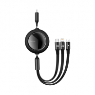 Телескопический кабель для зарядки Type-C 3-в-1 Baseus Retractable Data Cable 100W Fast Charge 1.2 m Black