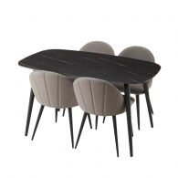 Набор обеденной мебели Стол и 4 стула Xiaomi Yang Zi Seashell Rock Plate Dining Table And Chairs 1.4 m Reef Black