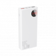 Внешний аккумулятор Baseus Bright Moon Digital Display 20000 mAh Quick Charge Power Bank 45W White (BS-20KP04)