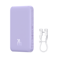 Внешний аккумулятор с поддержкой беспроводной зарядки Baseus Magnetic Wireless Charging Power Bank 5000 mAh 20W Purple (PPCXM05)