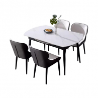 Комплект обеденной мебели Круглый раздвижной стол и 4 стула Xiaomi 8H Jun Telescopic Rock Board Dining Table and Four Chairs White/Beige