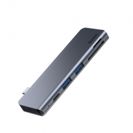 Адаптер-хаб Baseus Harmonica 5-in-1 HUB Adapter Type-C Grey (CAHUB-K0G)