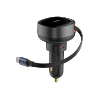 Автомобильное зарядное устройство Baseus Car Charger Retractable Cable Type-C+ Type-C 60W (CCTXP-CC)