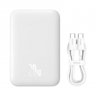 Внешний аккумулятор с поддержкой беспроводной зарядки Baseus Magnetic Wireless Charging Power Bank 6000 mAh 20W White (PPCXM06)