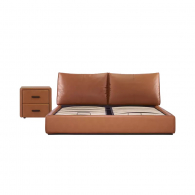 Двуспальная кровать с подъемным механизмом Xiaomi Yang Zi Look Souffle Leather Storage Bed Set 1.8 m Orange (1 тумбочка в комплекте)