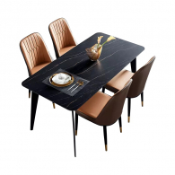 Комплект обеденной мебели Стол 1.4 м и 4 стула Xiaomi Linsy Light Luxury Table and Four Chairs Black (JI2R-A+LS073S4-A)