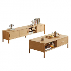 Комплект журнальный столик и тумба под телевизор 200 см Xiaomi Linsy Set Of Coffee Table And TV Stand Natural Wood Color (UM1L-B + UM1M-B)