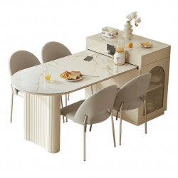 Комплект обеденной мебели полукруглый выдвижной стол со столешницей из керамогранита 1.93-1.62 м/0.85x0.89 и 4 стула Xiaomi Linsy Semi-Circular Pull-Out Table French Style And 4 Chairs (LH531S3-A)
