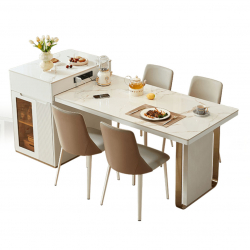 Комплект обеденной мебели выдвижной стол со столешницей из керамогранита 1.86 -2.30 м и 4 стула Xiaomi Linsy Set Of Dining Furniture Pull-Out Table Italian Style And 4 Chairs (LH333S1-A)