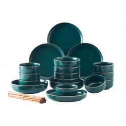 Набор керамической посуды Xiaomi SONGFA Hand-painted Set of Ceramic Dishes Malachite Green 26 приборов