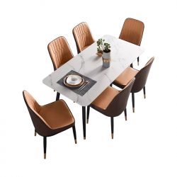 Комплект обеденной мебели Стол 1.6 м и 6 стульев Xiaomi Linsy Light Luxury Table and Chairs White&Black (JI1R-A+LS073S4-A)