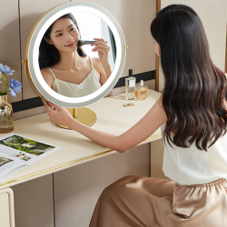 Комплект Туалетный столик зеркало и пуф Xiaomi Linsy Light Luxury Cream Style Makeup Table Mirror 1.3 m Grey (TD008-B + JF 004) (с тремя ящиками)