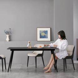 Комплект обеденной мебели Стол 1.6 м и 6 стульев Xiaomi 8H Jun Rock Board Dining Table and Six Chairs Black/Beige (YB1+YB3)