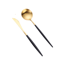 Набор столовых приборов ложка и нож Xiaomi Huaqingge Western Food Knife and Spoon Black/Gold